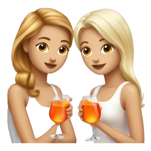 Two girls one blonde and one brown hair drinking aperol sticker