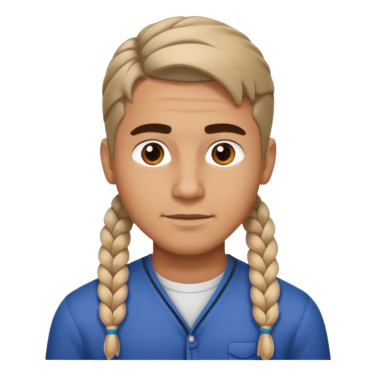 Man with short side braid sticker