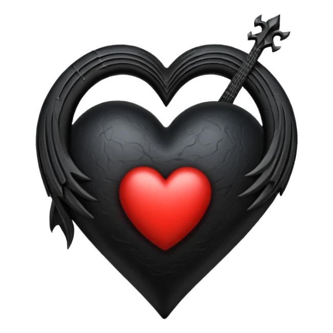 goth heart with a dark harp sticker