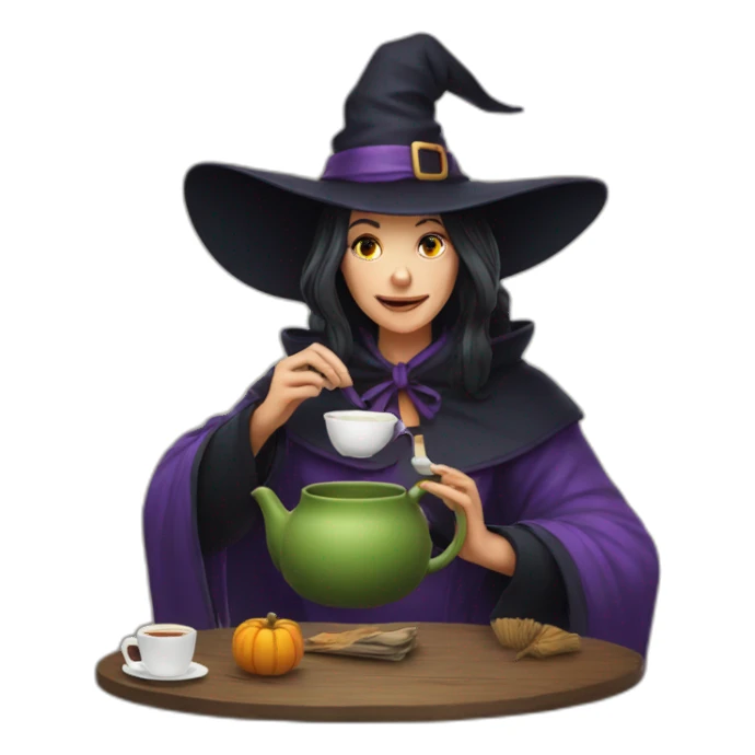 Witch drinking tea sticker