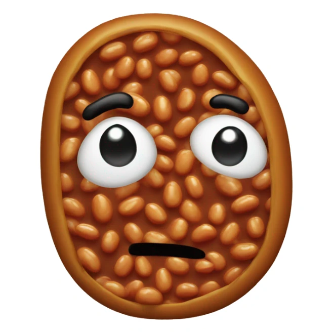 Baked bean with face sticker