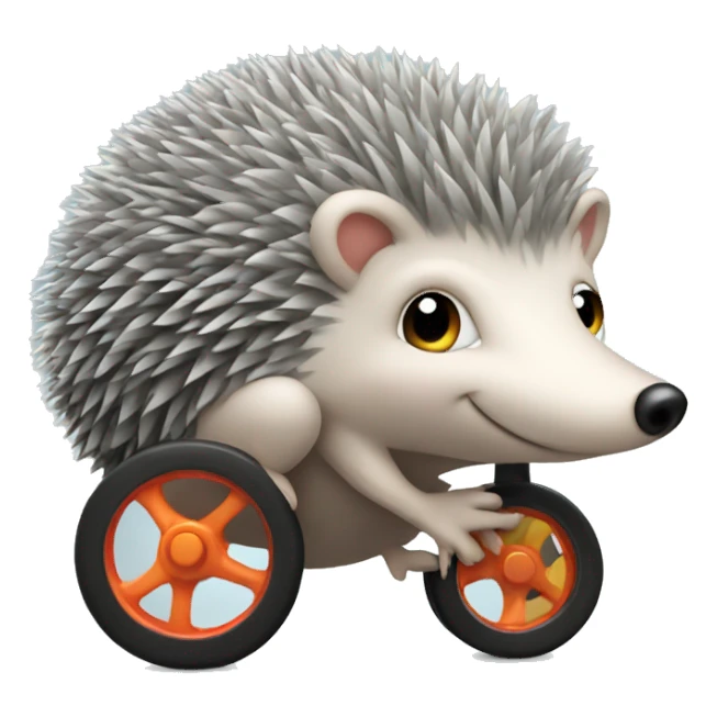 grey hedgehog on wheels for baby sticker