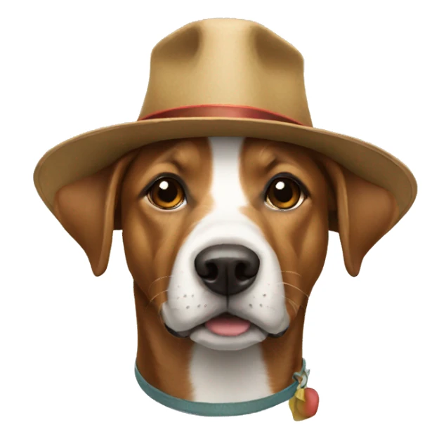 a dog with a hat sticker