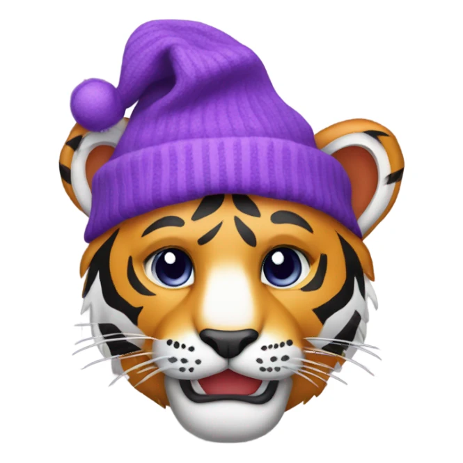 Tiger wearing purple stocking cap sticker