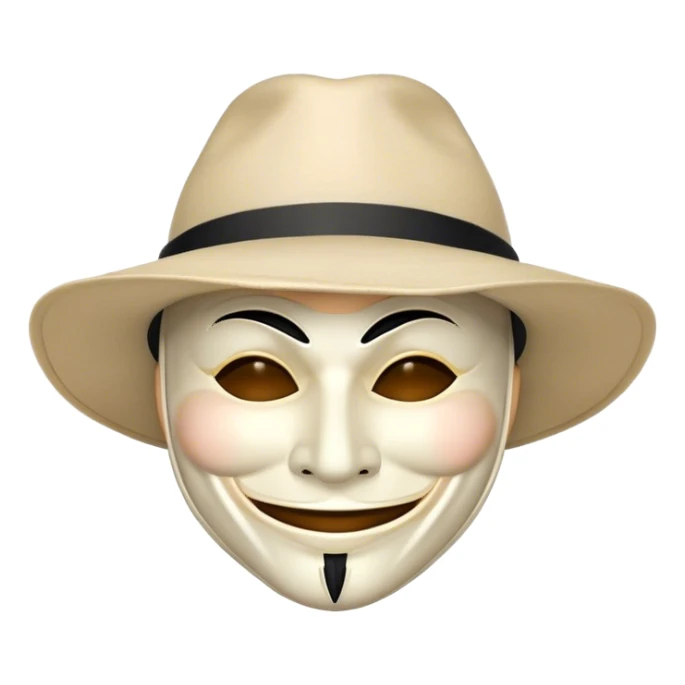 white hat hacker emoji with anonymous mask sticker