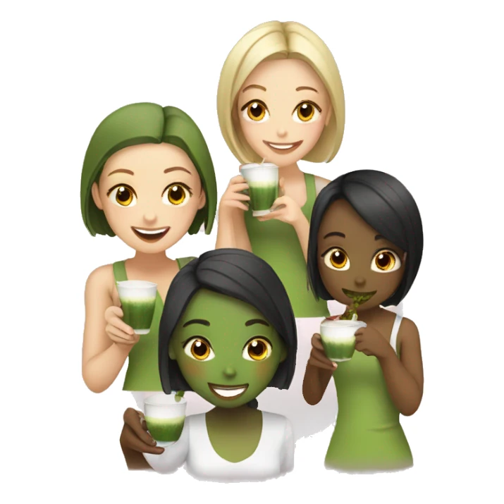 Girls group drinking Matcha sticker