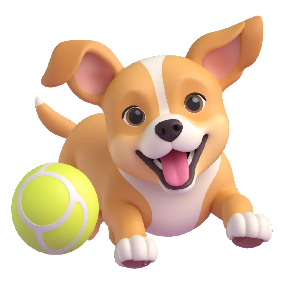 dog chasing ball in forrest, close up pose sticker