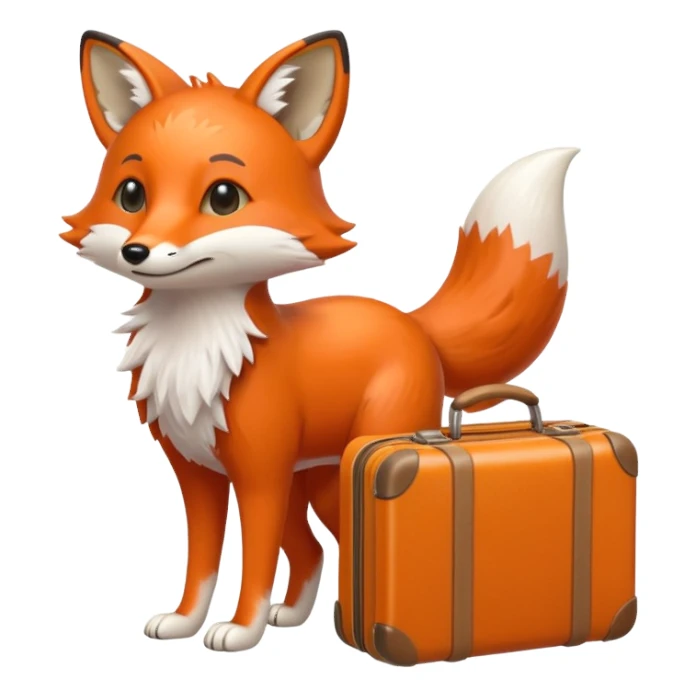 A clever fox gripping a tiny suitcase with its agile tail. sticker