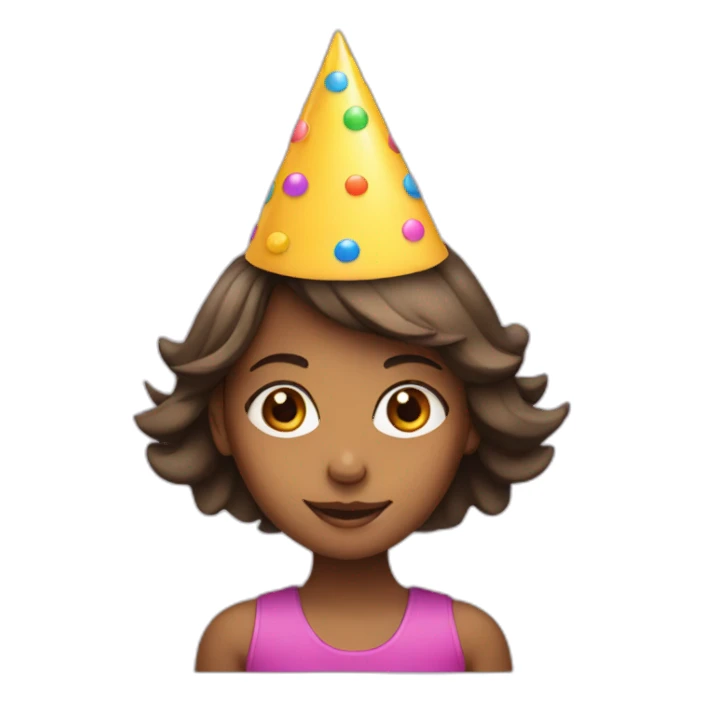 girl with party hat face sticker