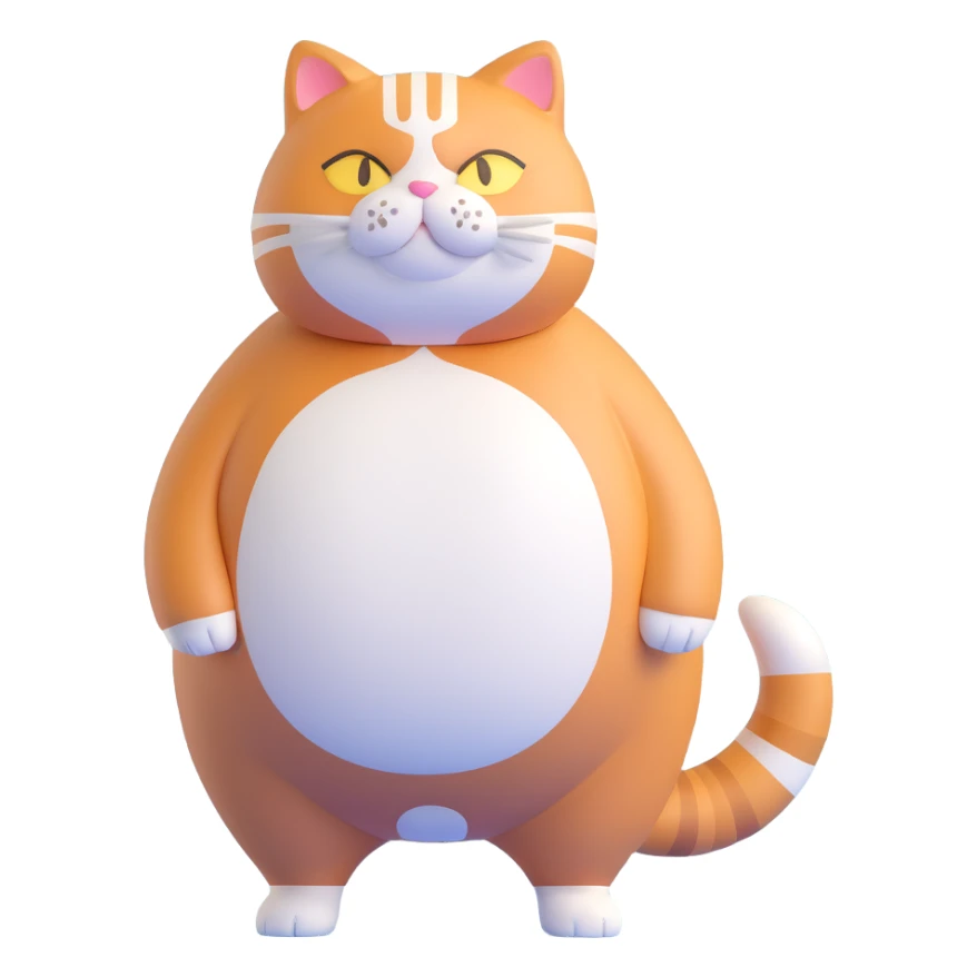 fat ginger cat standing, full body sticker