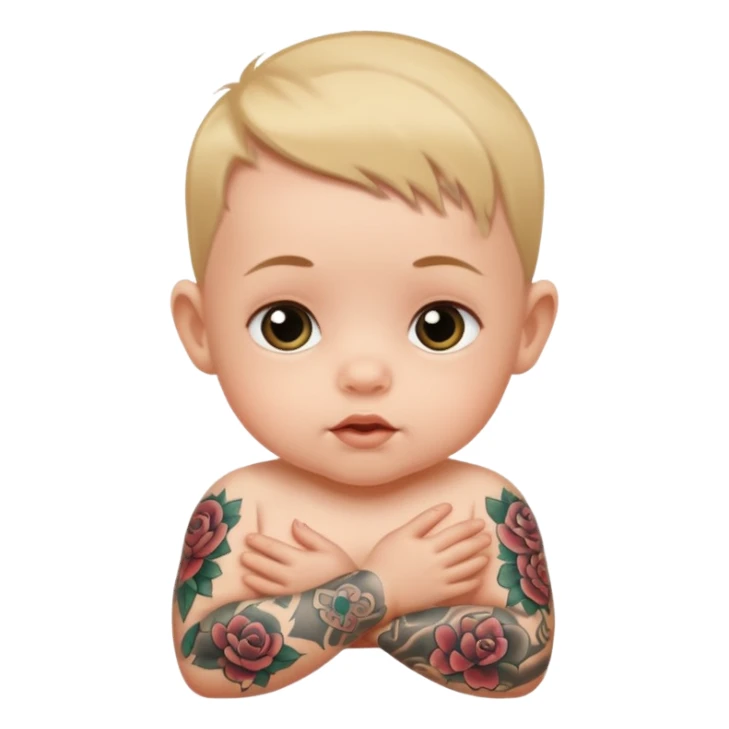 baby with tattoo sticker