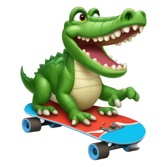 a crocodile on a skateboard drinking a soda  sticker