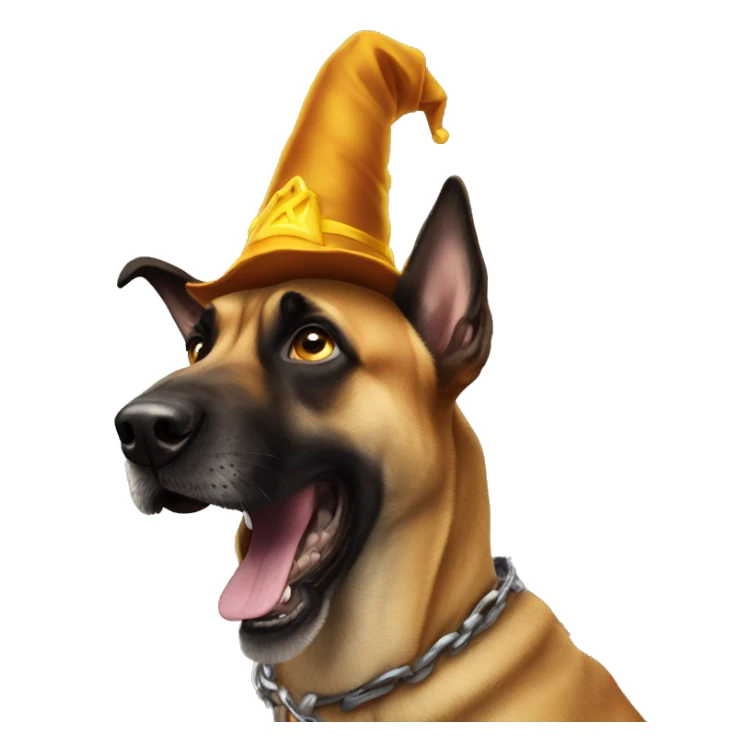 malinois dog with wizard scared sticker