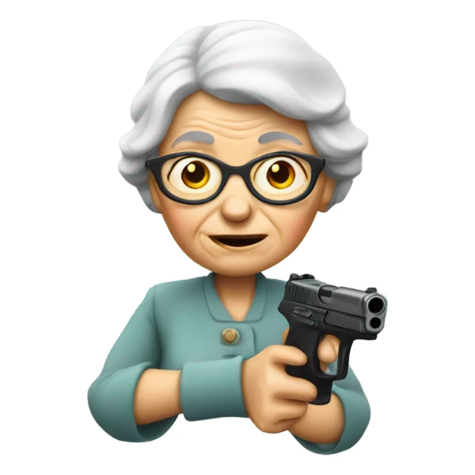 Old lady with gun  sticker