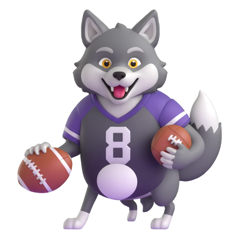 wolf holding a football sticker