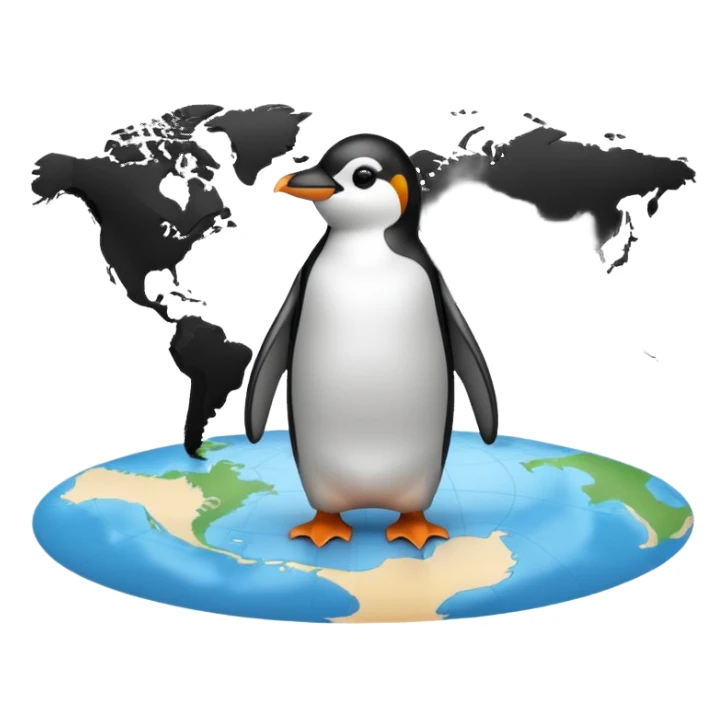 Pinguin auf Weltkarte sticker