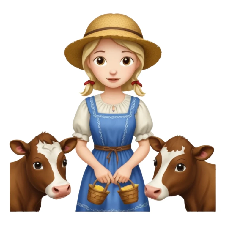 девушка крестьянка пасет коров sticker