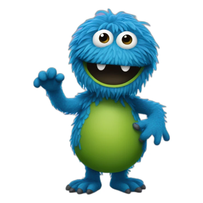 blue sesame street monster sticker