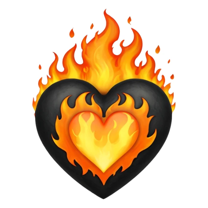 Black Heart with fire sticker