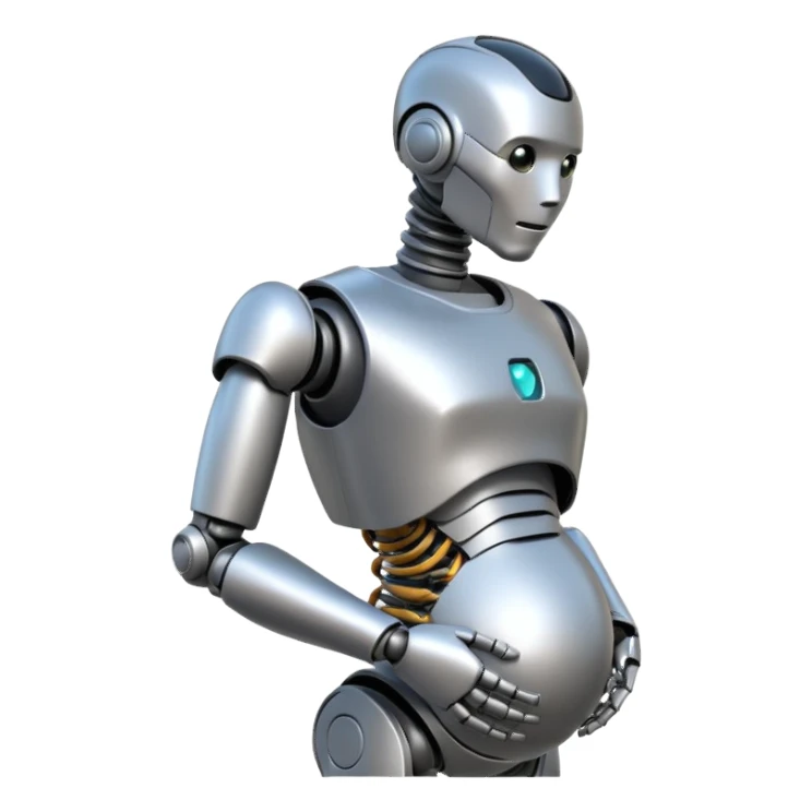 Pregnant male robot. Profile view. Facing left. sticker