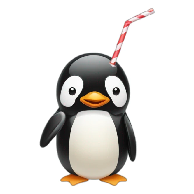 Penguin blowing on a straw sticker