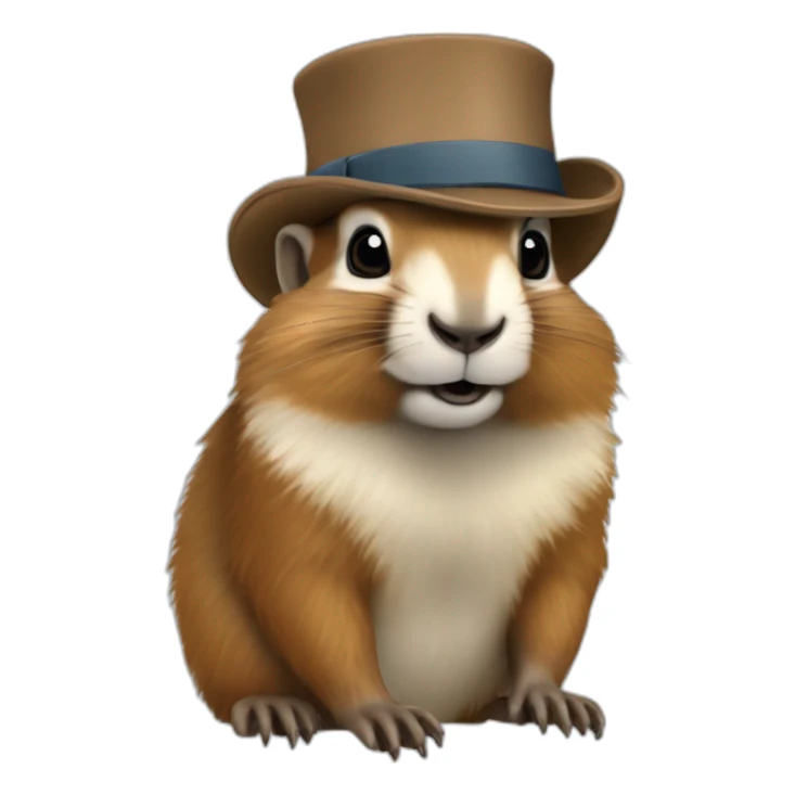 Marmotte heureuse avec chapeau sticker