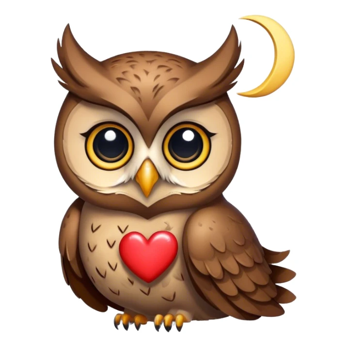 Owl with heart and moon  sticker