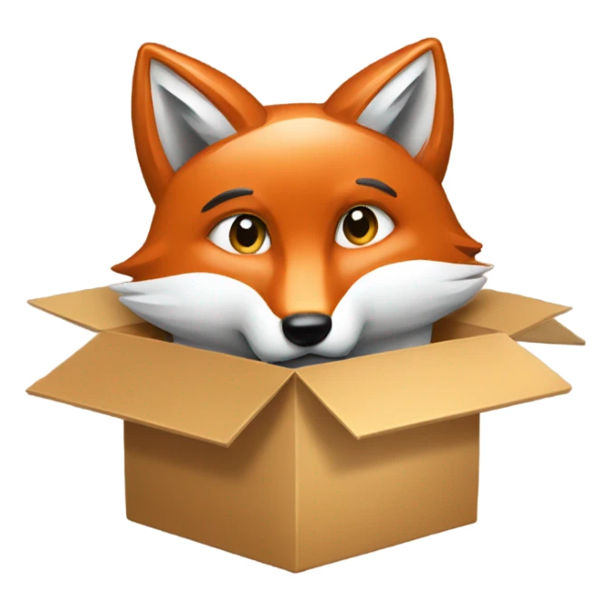 fragile, box, image of fox inside box sticker