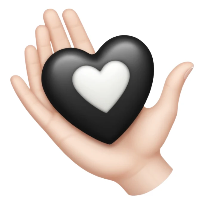  black and white heart on hand sticker