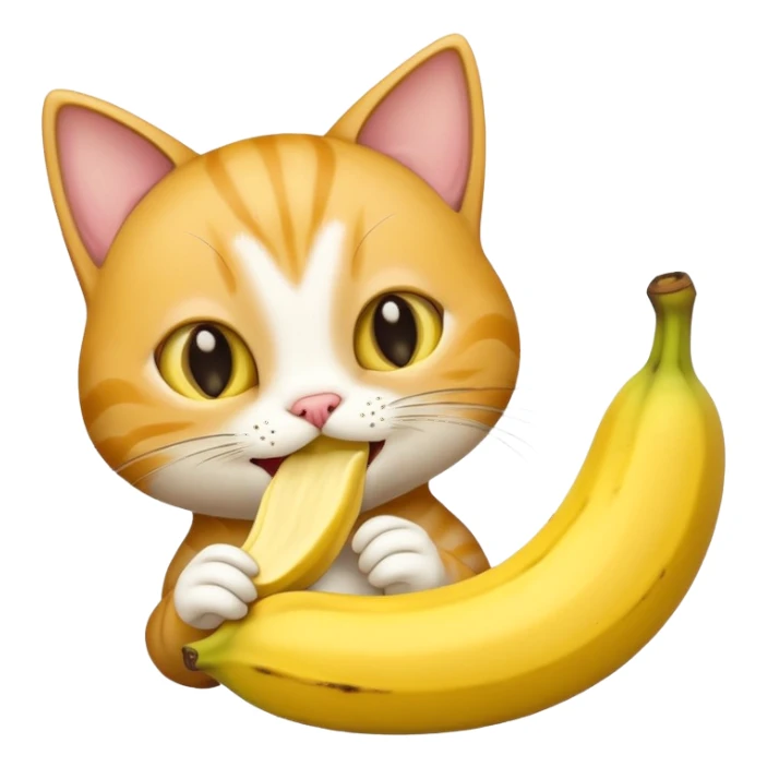a cat eating banana sticker