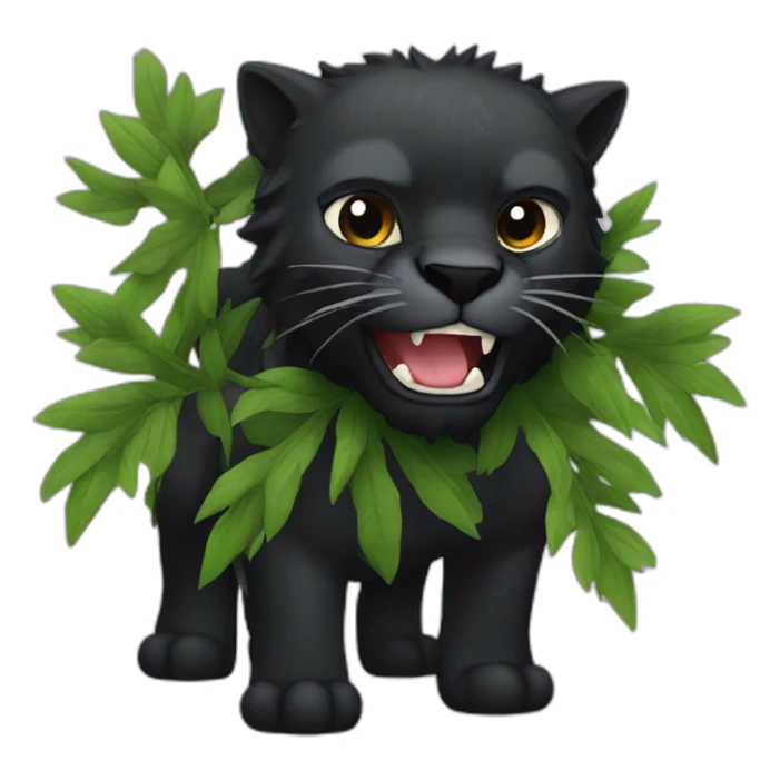black pantera animal with a sharp tooth behind a bush sticker
