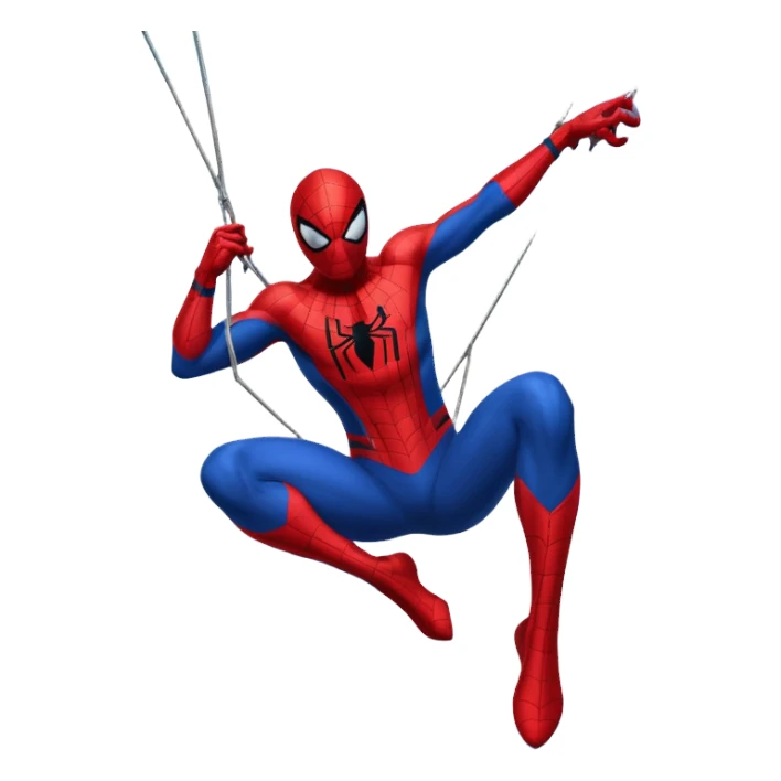 Spiderman swinging with a web, city background sticker