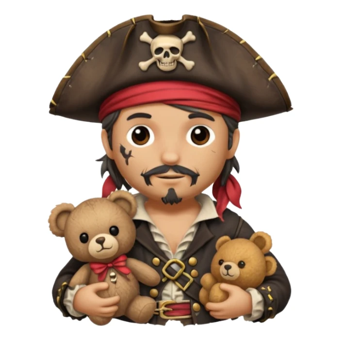 Pirate with teddy bear toy  sticker