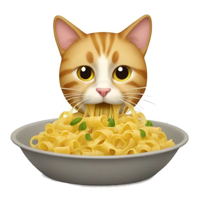 cat eating pasta sticker
