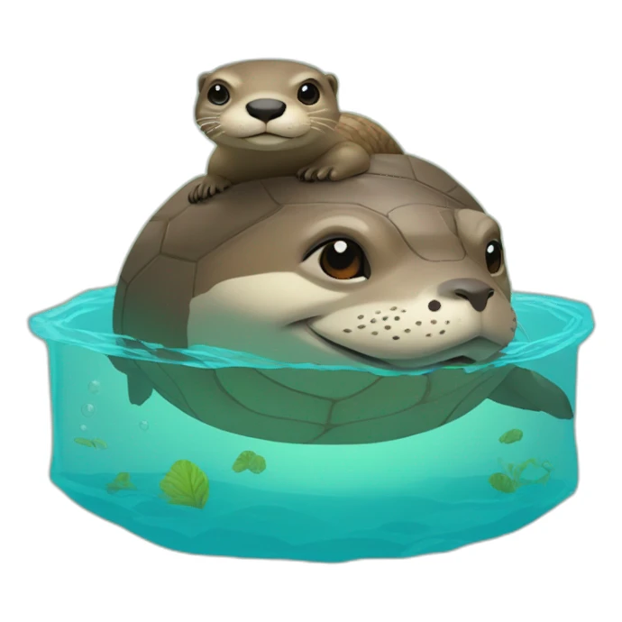 Une loutre sur une tortue sticker