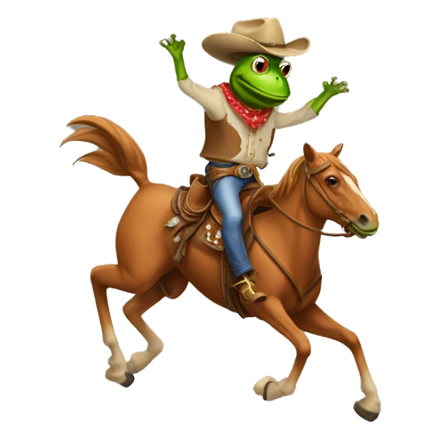 Cowboy frog riding horse sticker