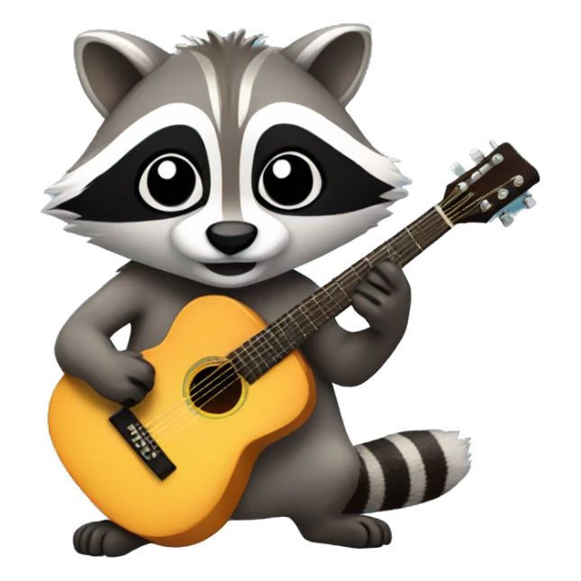 racoon with a guitar sticker