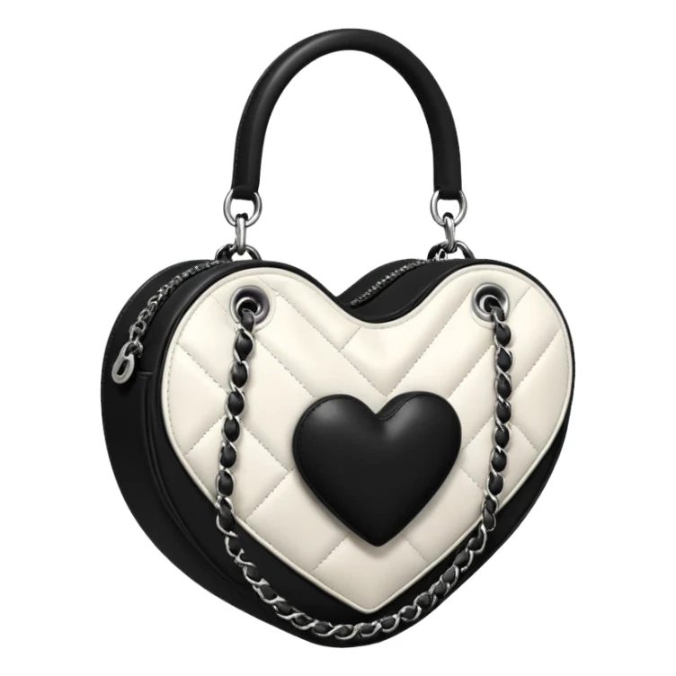 chanel white and black heart shape bag sticker