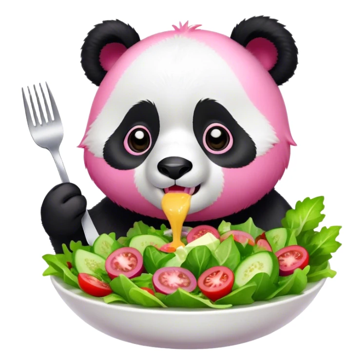 Pink panda eating a salad sticker