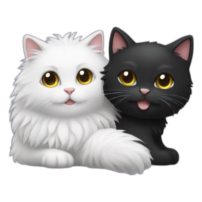 fluffy black cat and white cat sticker
