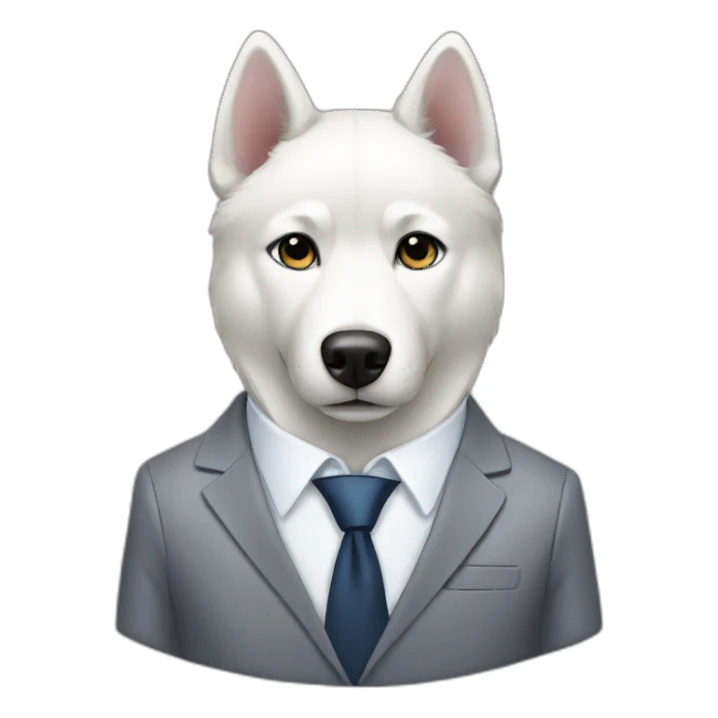 A white husky wearing a suit sticker