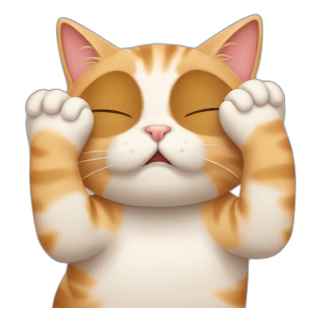 embarrased cat covers eyes with paws sticker