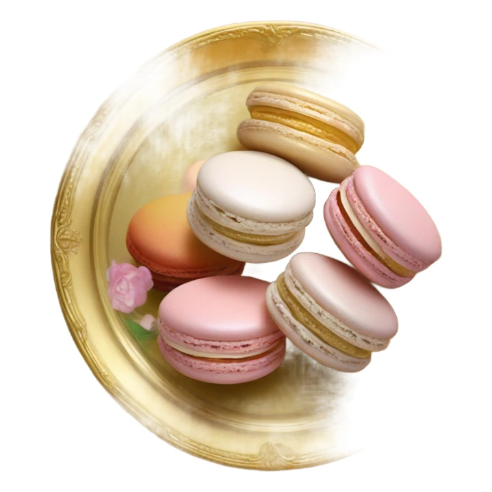 vintage rococo macarons on golden plate sticker