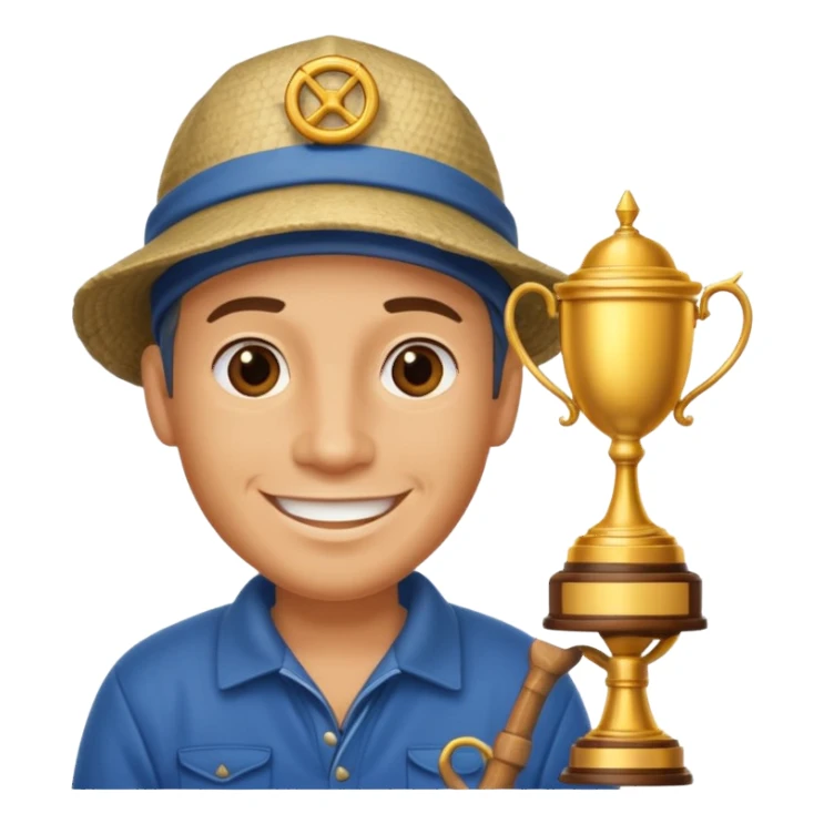 fisherman with a trophy cup, smiling sticker