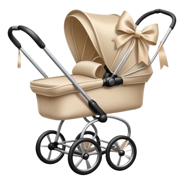 Elegant biege stroller with bow sticker