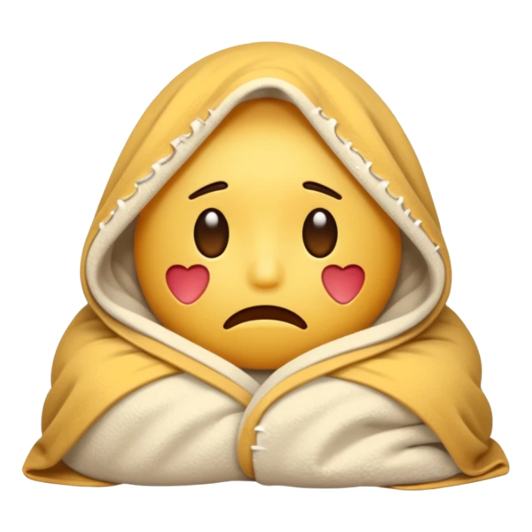 Sad emoji in blanket  sticker