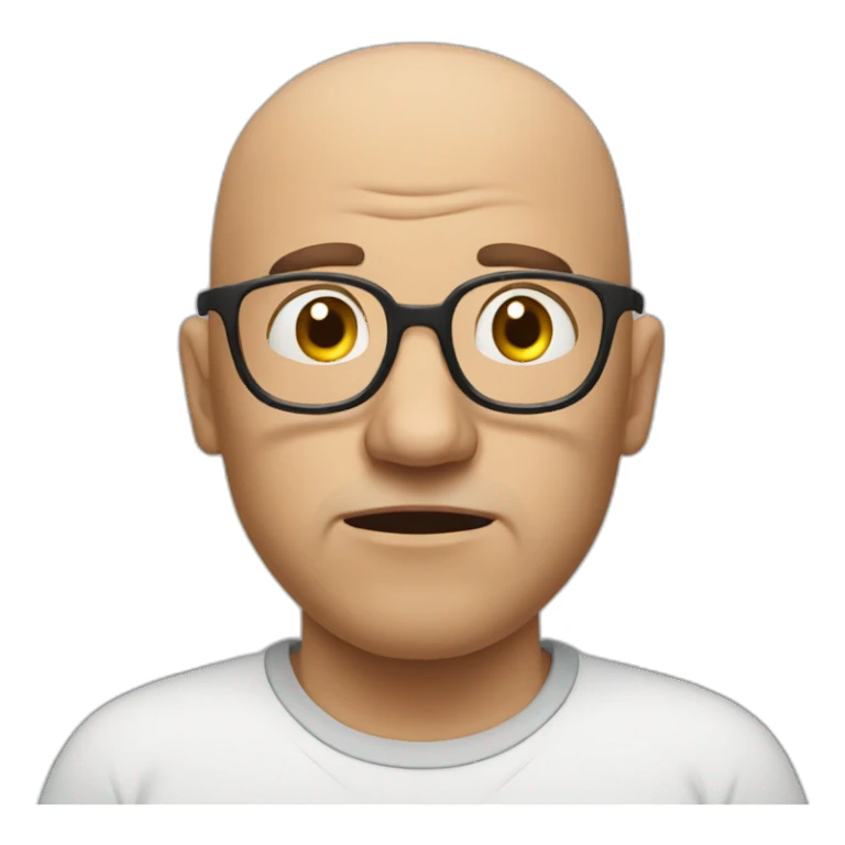disgusted bald man with glasses sticker