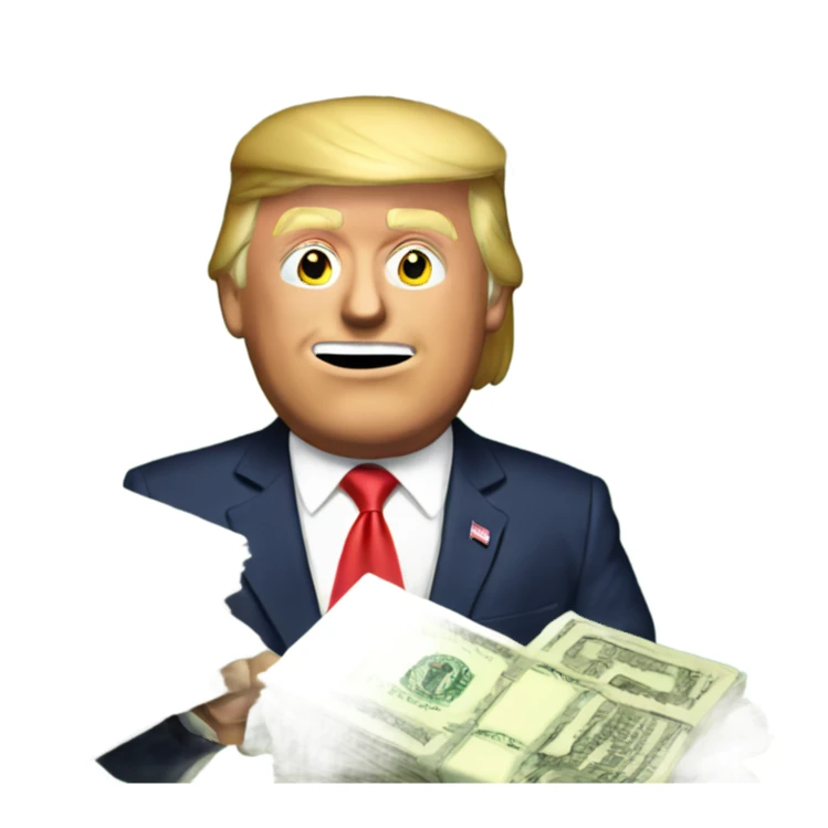 Trump with money spread sticker