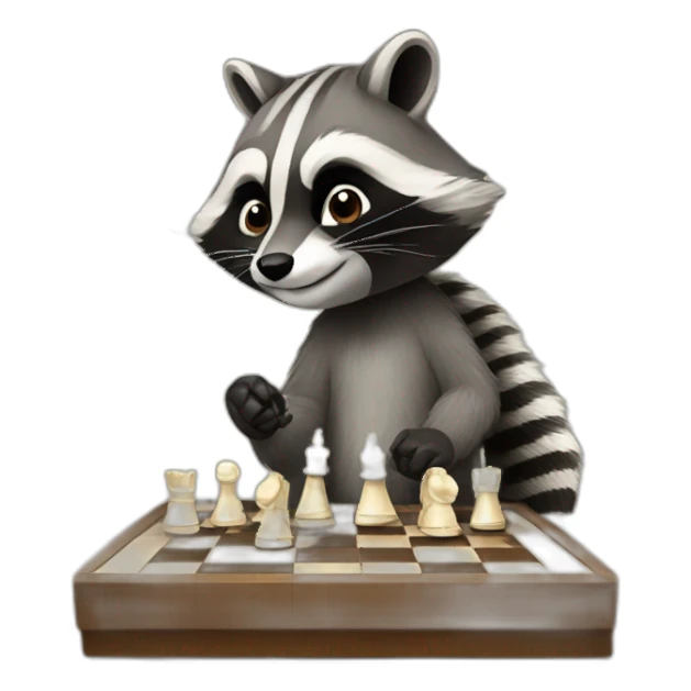 raccoon playing chess sticker