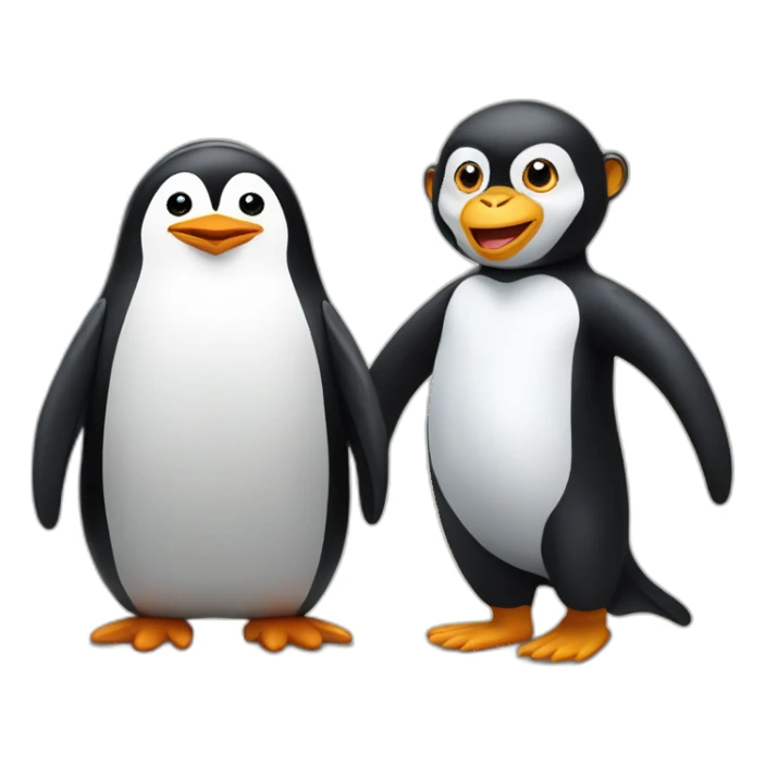 Penguin and monkey sticker